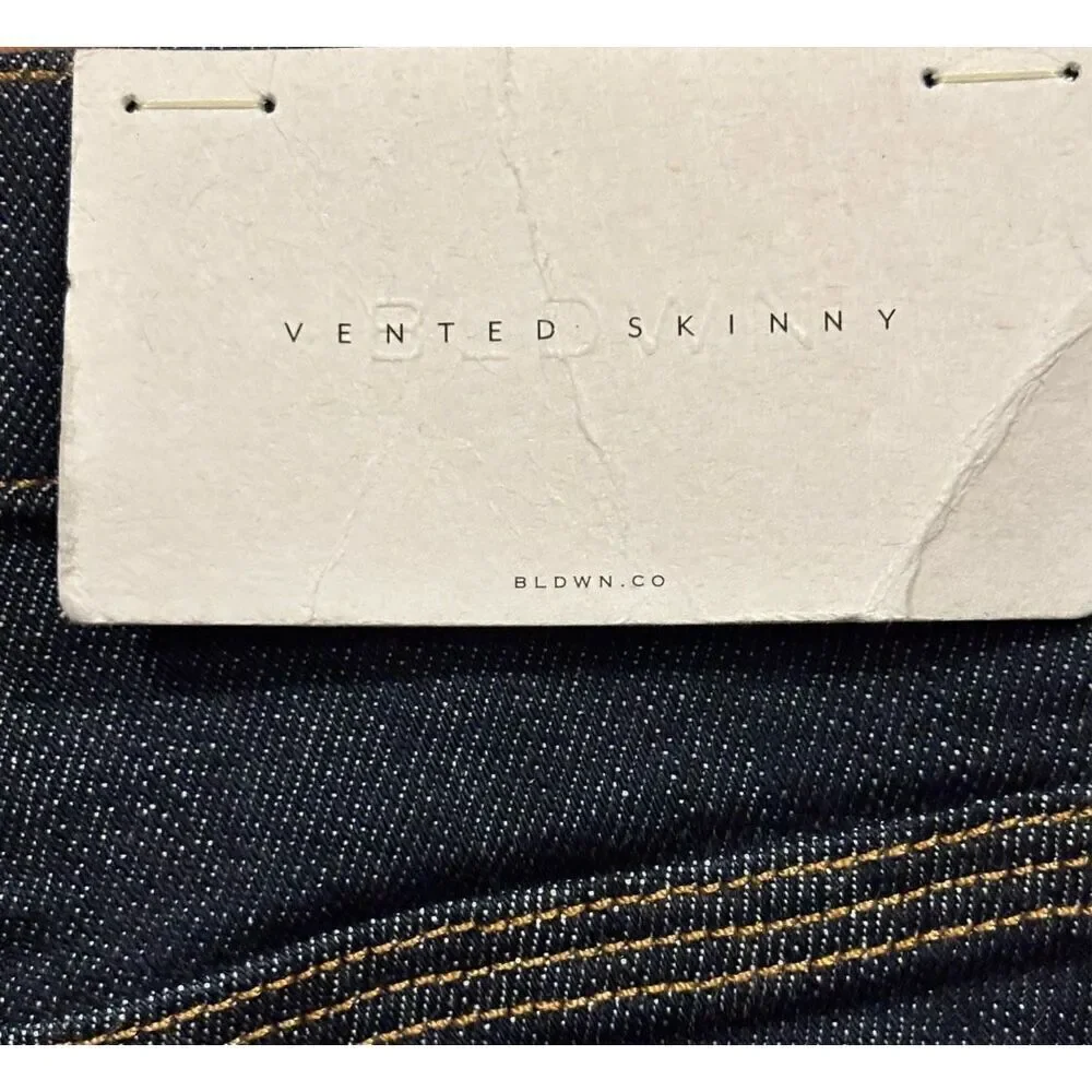 BLDWN Vented Hi Rise Skinny Jean in Abyss Blue Dark Wash NWT Size 26